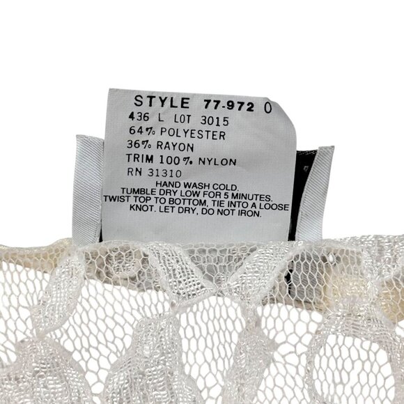 Vintage 90s Lace Midi Dress Sz.M Ivory Pleated Sheer Prairie Cottage Romantic - Picture 8 of 15